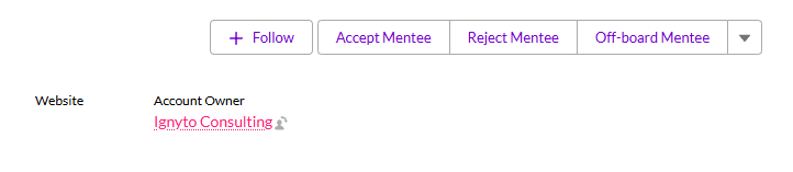 Accept or reject mentee buttons shown on the top right of the mentee profile