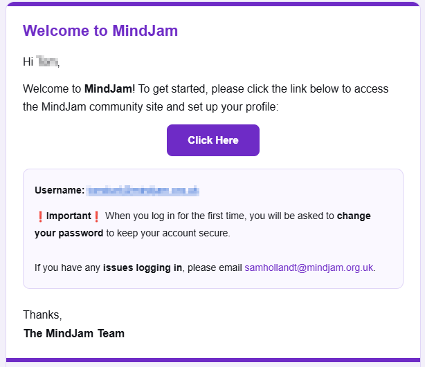 Change Password email example