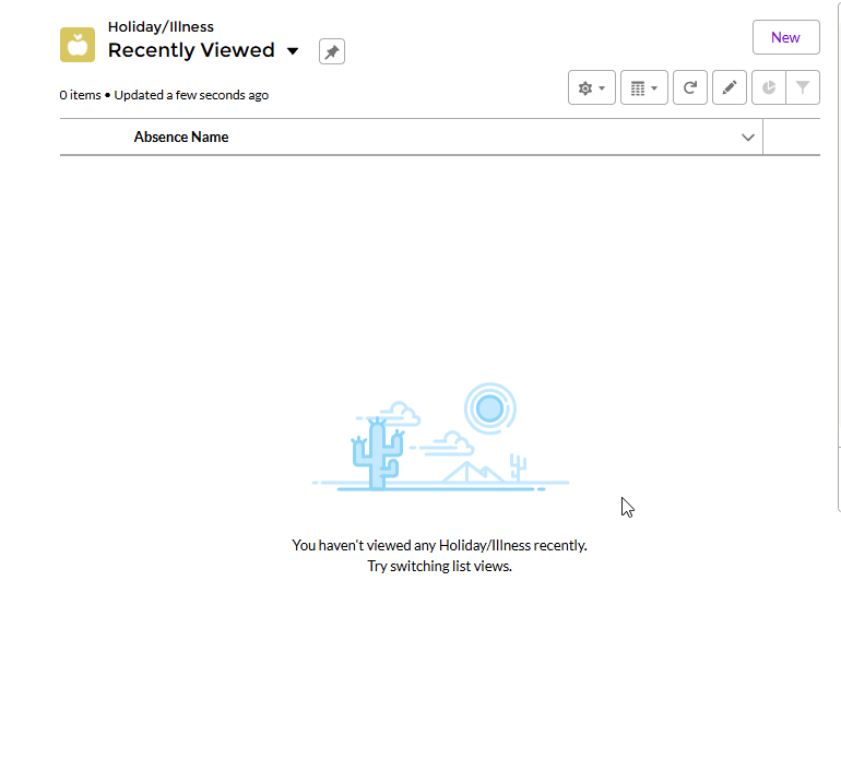 Selecting and pinning the My Absences view