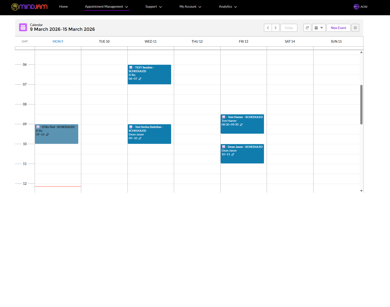 A calendar event in the mentor calendar